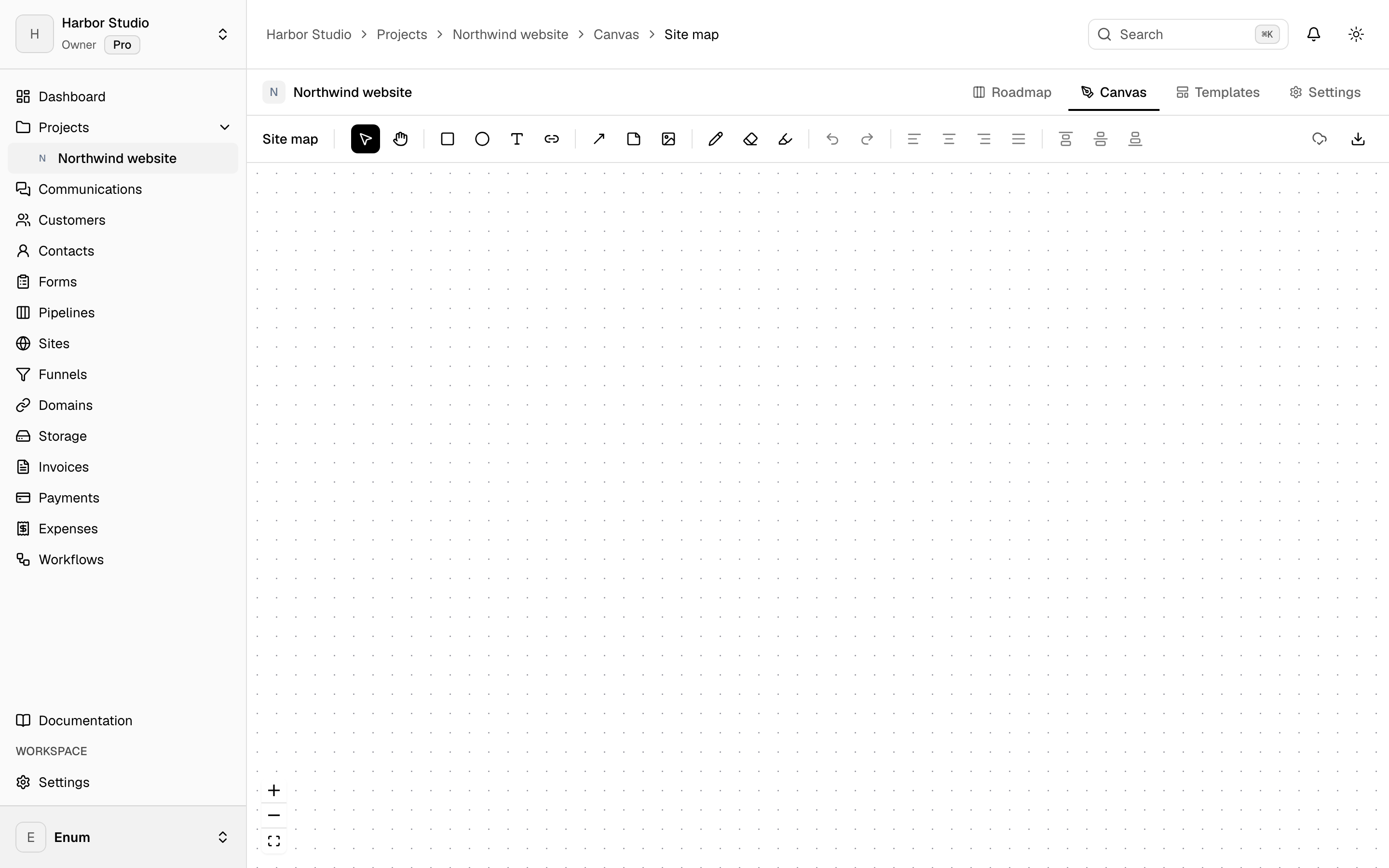 Harbor Studio project canvas