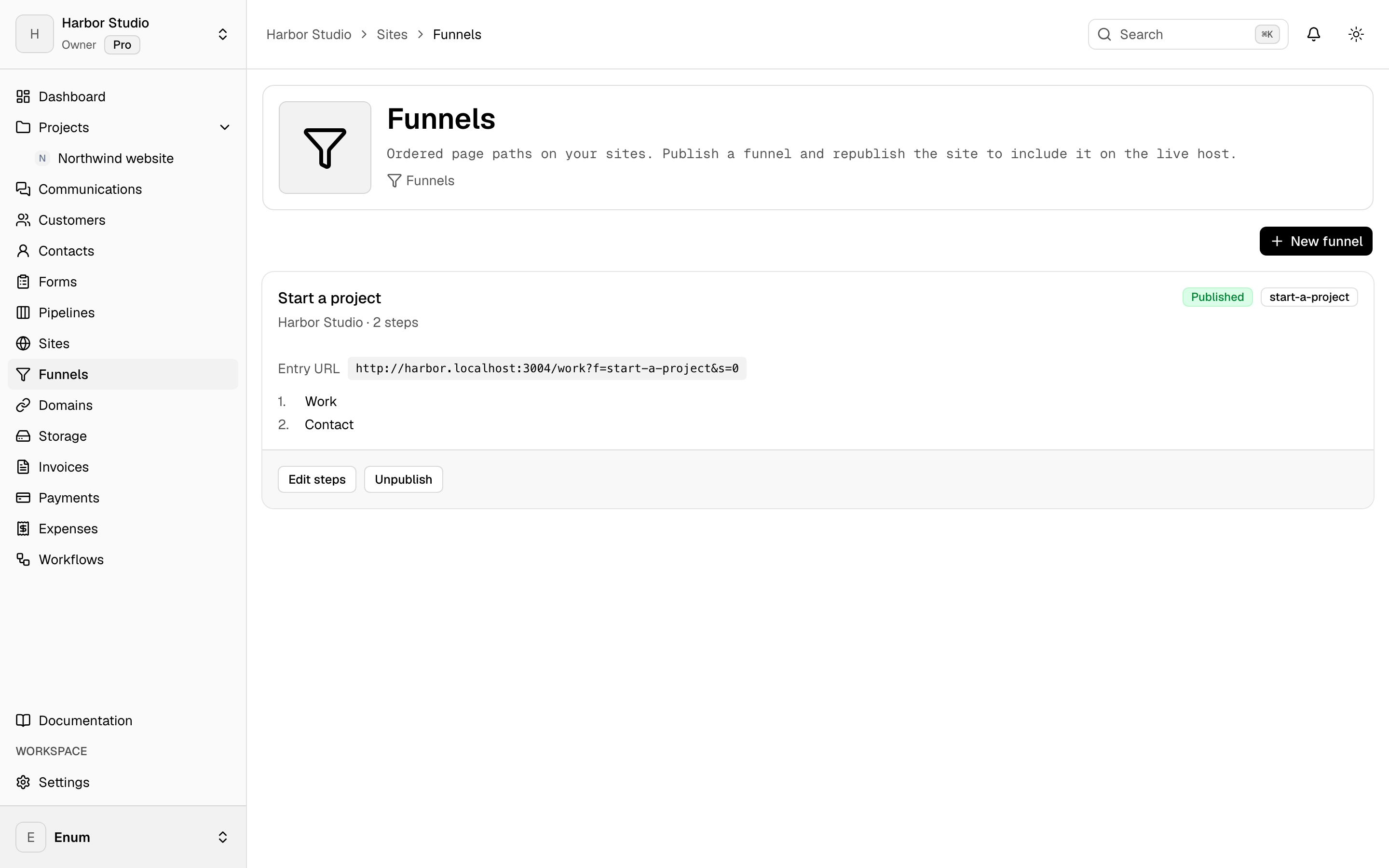 Harbor Studio funnels