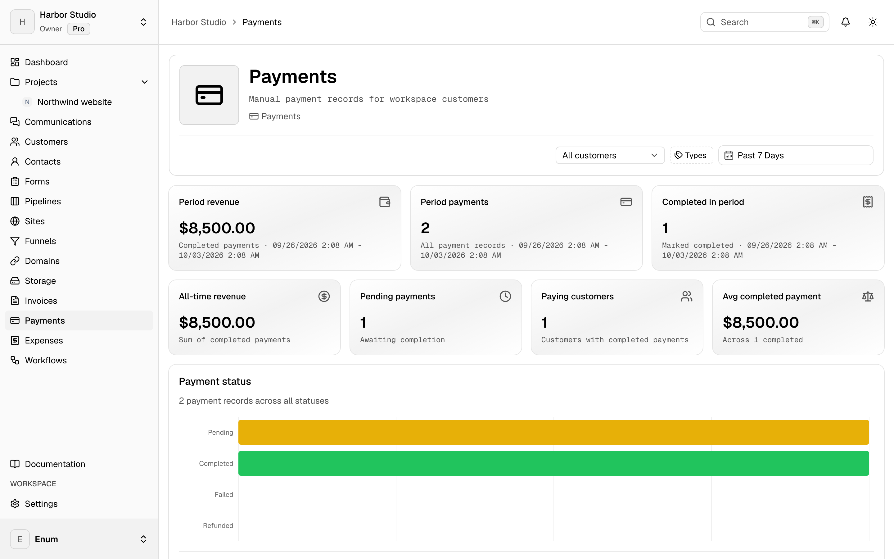 Harbor Studio payments